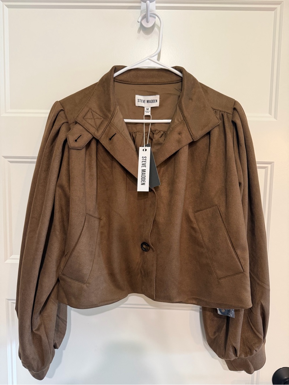 Steve Madden NWT Mocha Faux Suede Cropped Jacket Size M
